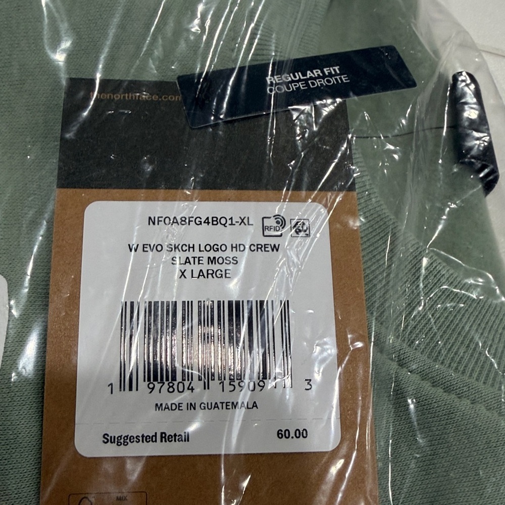 The North Face Women’s XL Evolution Sketch Logo Half Dome Crew Green NWT - Picture 6 of 8